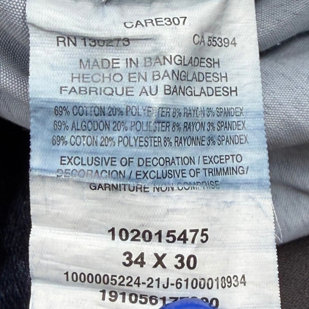 Lee Jeans Mens 34x30 Blue Dark Wash Extreme Motion Slim Fit Straight Leg - Picture 6 of 8